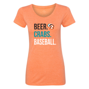 Womens Beer Crabs Baseball Tee